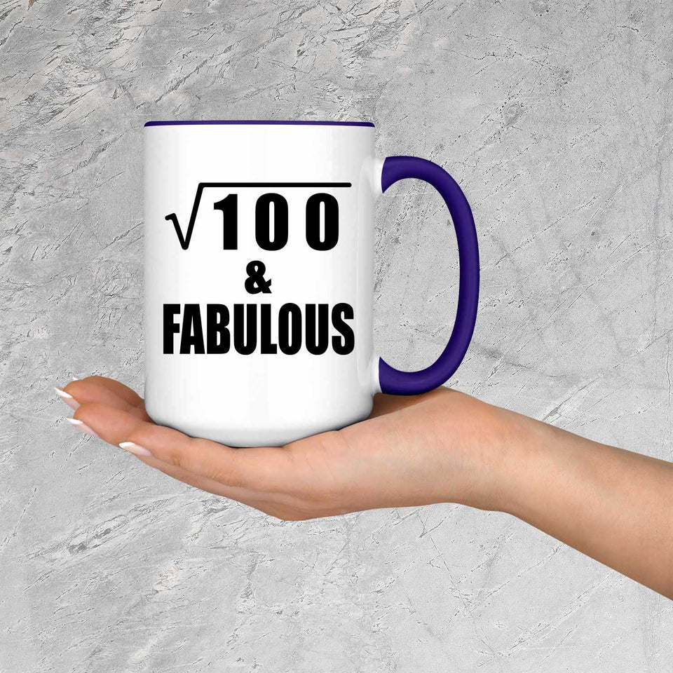 10th Birthday Square Root of 100 & Fabulous - 15oz Accent Mug Purple