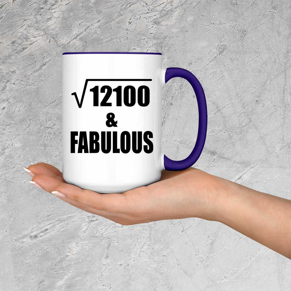 110th Birthday Square Root of 12100 & Fabulous - 15oz Accent Mug Purple