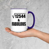 112th Birthday Square Root of 12544 & Fabulous - 15oz Accent Mug Purple
