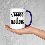 120th Birthday Square Root of 14400 & Fabulous - 15oz Accent Mug Purple