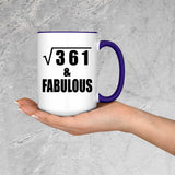 19th Birthday Square Root of 361 & Fabulous - 15oz Accent Mug Purple