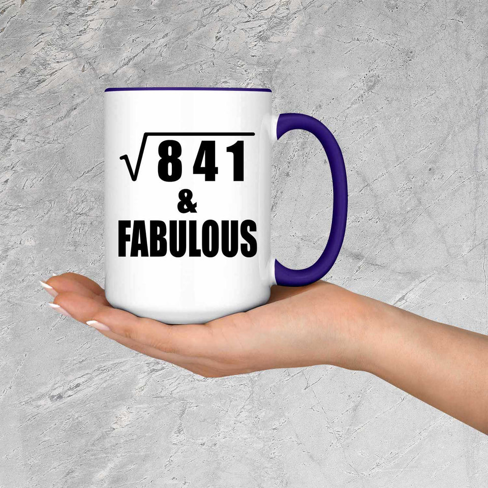 29th Birthday Square Root of 841 & Fabulous - 15oz Accent Mug Purple