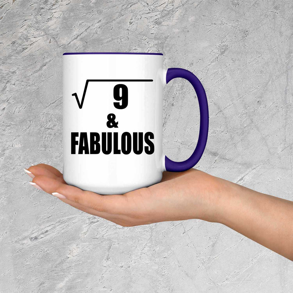3rd Birthday Square Root of 9 & Fabulous - 15oz Accent Mug Purple
