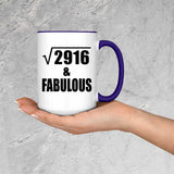 54th Birthday Square Root of 2916 & Fabulous - 15oz Accent Mug Purple