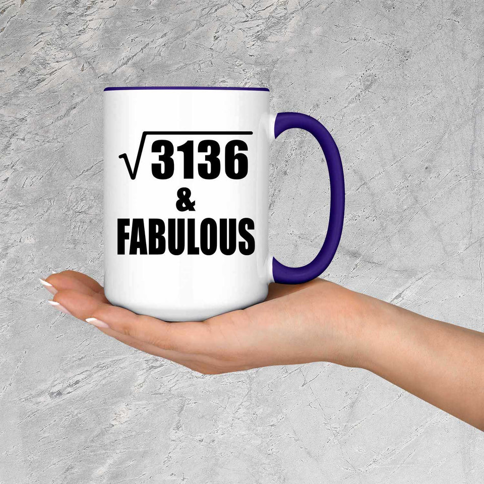 56th Birthday Square Root of 3136 & Fabulous - 15oz Accent Mug Purple