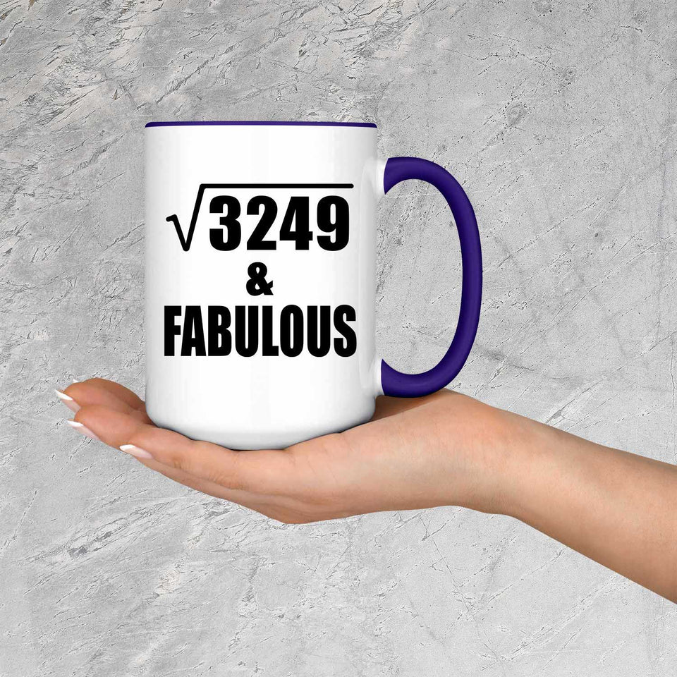 57th Birthday Square Root of 3249 & Fabulous - 15oz Accent Mug Purple
