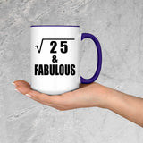 5th Birthday Square Root of 25 & Fabulous - 15oz Accent Mug Purple