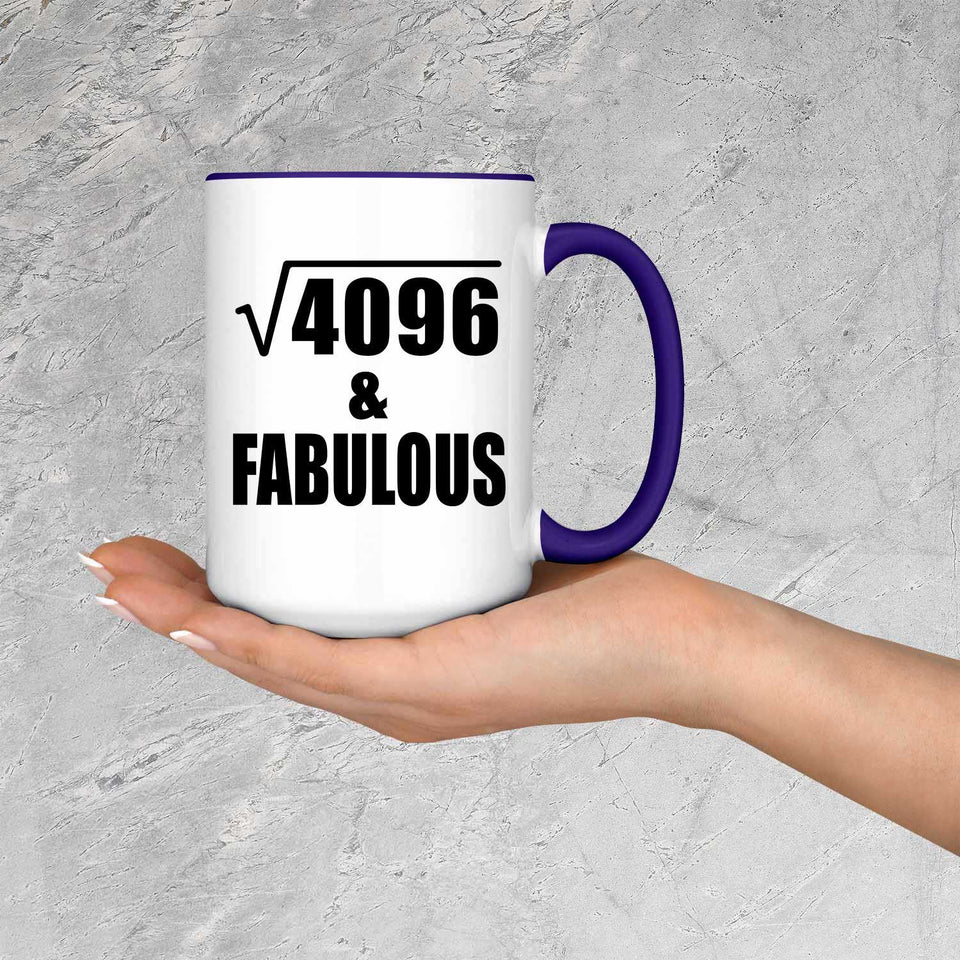 64th Birthday Square Root of 4096 & Fabulous - 15oz Accent Mug Purple