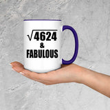 68th Birthday Square Root of 4624 & Fabulous - 15oz Accent Mug Purple