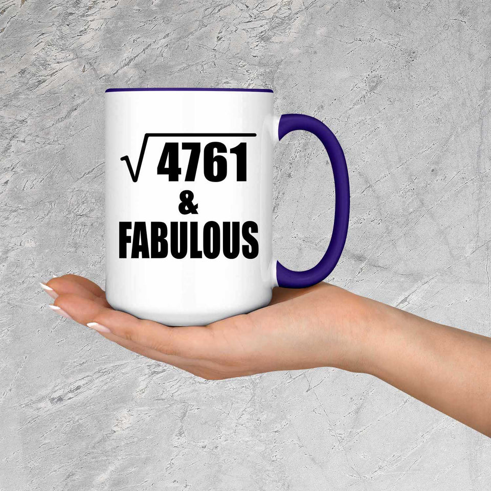 69th Birthday Square Root of 4761 & Fabulous - 15oz Accent Mug Purple