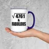 69th Birthday Square Root of 4761 & Fabulous - 15oz Accent Mug Purple