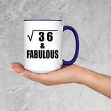 6th Birthday Square Root of 36 & Fabulous - 15oz Accent Mug Purple