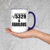 73rd Birthday Square Root of 5329 & Fabulous - 15oz Accent Mug Purple
