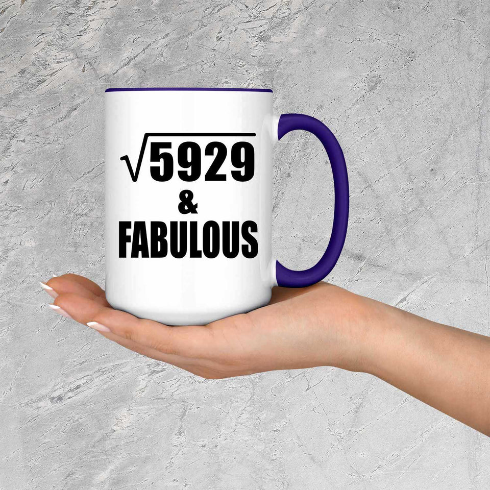 77th Birthday Square Root of 5929 & Fabulous - 15oz Accent Mug Purple