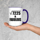 85th Birthday Square Root of 7225 & Fabulous - 15oz Accent Mug Purple