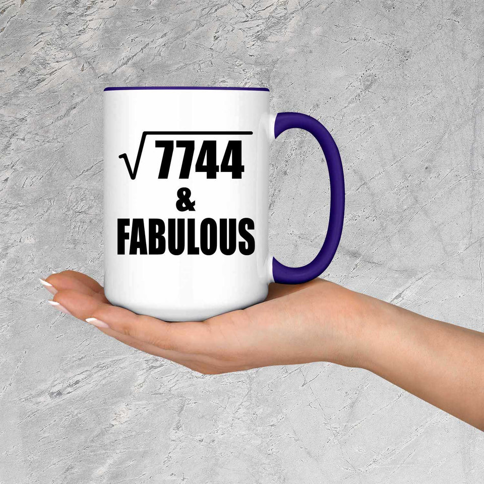 88th Birthday Square Root of 7744 & Fabulous - 15oz Accent Mug Purple
