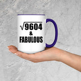 98th Birthday Square Root of 9604 & Fabulous - 15oz Accent Mug Purple