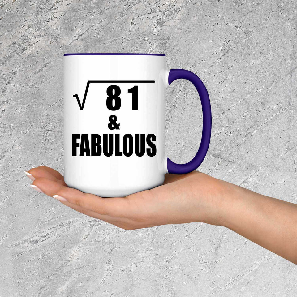 9th Birthday Square Root of 81 & Fabulous - 15oz Accent Mug Purple