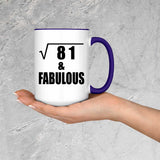9th Birthday Square Root of 81 & Fabulous - 15oz Accent Mug Purple