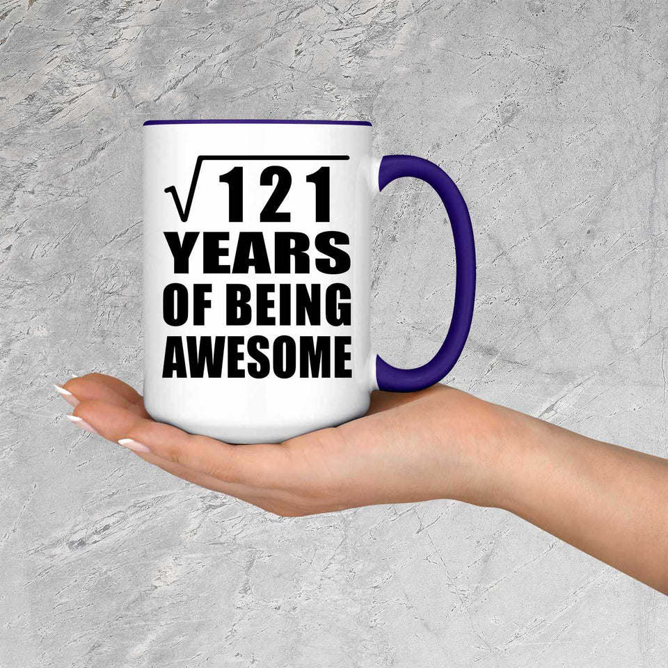 11th Birthday Square Root of 121 Years of Being Awesome - 15oz Accent Mug Purple