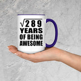 17th Birthday Square Root of 289 Years of Being Awesome - 15oz Accent Mug Purple