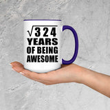 18th Birthday Square Root of 324 Years of Being Awesome - 15oz Accent Mug Purple