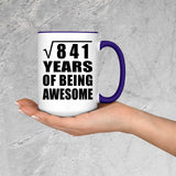 29th Birthday Square Root of 841 Years of Being Awesome - 15oz Accent Mug Purple