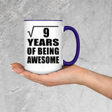 3rd Birthday Square Root of 9 Years of Being Awesome - 15oz Accent Mug Purple