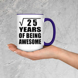 5th Birthday Square Root of 25 Years of Being Awesome - 15oz Accent Mug Purple