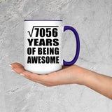 84th Birthday Square Root of 7056 Years of Being Awesome - 15oz Accent Mug Purple
