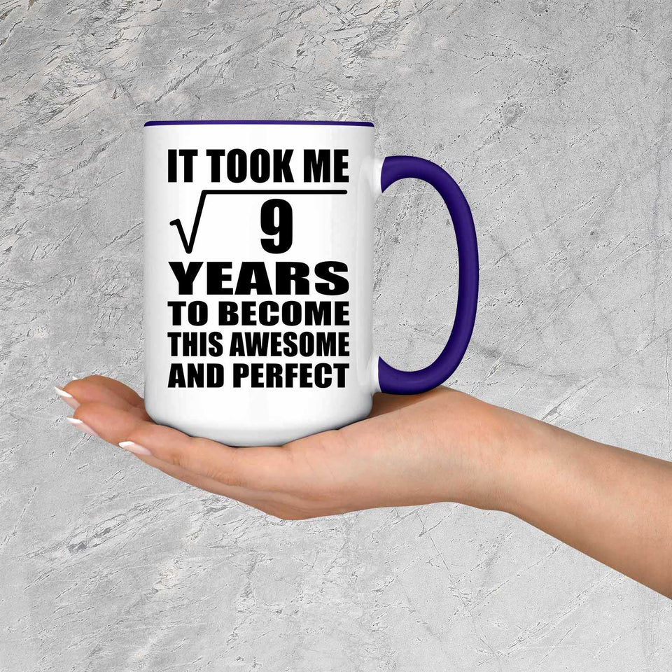 3rd Birthday Took Square Root of 9 Years To Awesome - 15oz Accent Mug Purple
