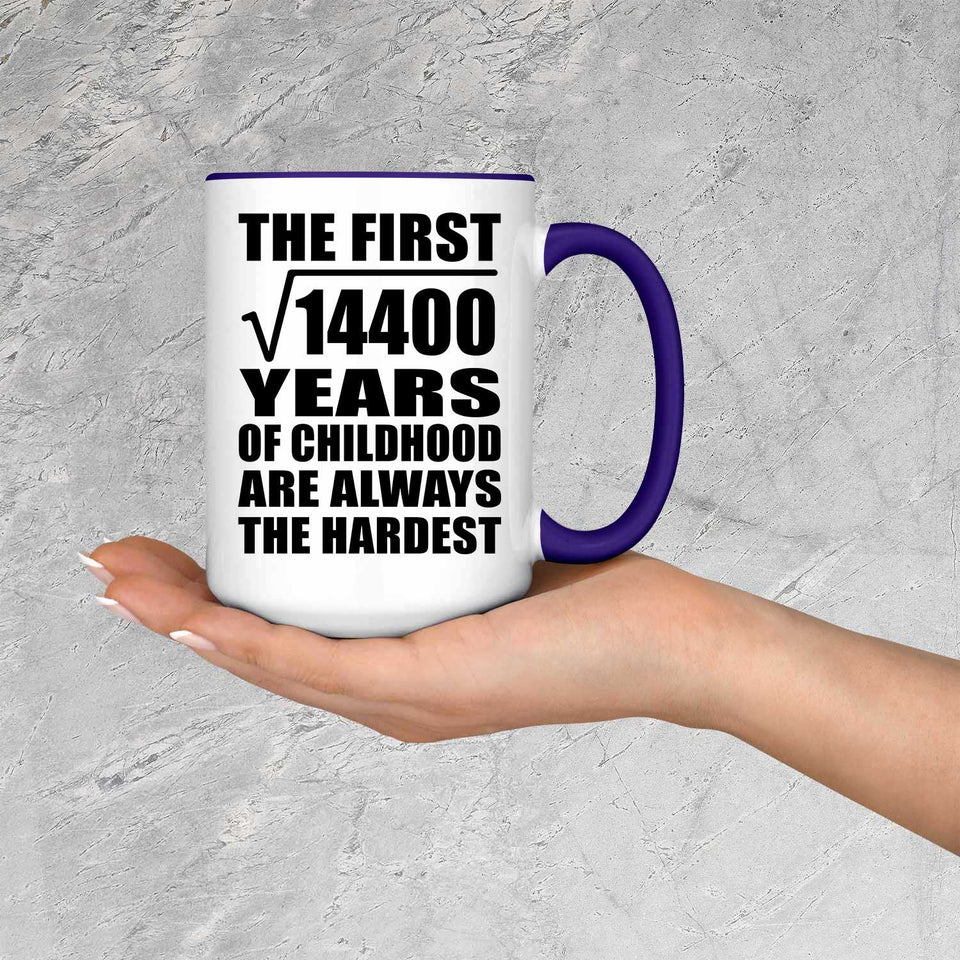 120th Birthday Square Root of 14400 Years of Childhood - 15oz Accent Mug Purple