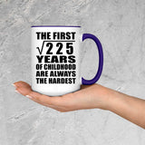 15th Birthday Square Root of 225 Years of Childhood - 15oz Accent Mug Purple