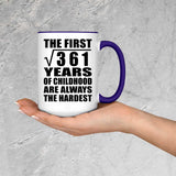 19th Birthday Square Root of 361 Years of Childhood - 15oz Accent Mug Purple