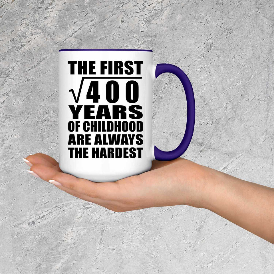 20th Birthday Square Root of 400 Years of Childhood - 15oz Accent Mug Purple