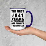 29th Birthday Square Root of 841 Years of Childhood - 15oz Accent Mug Purple