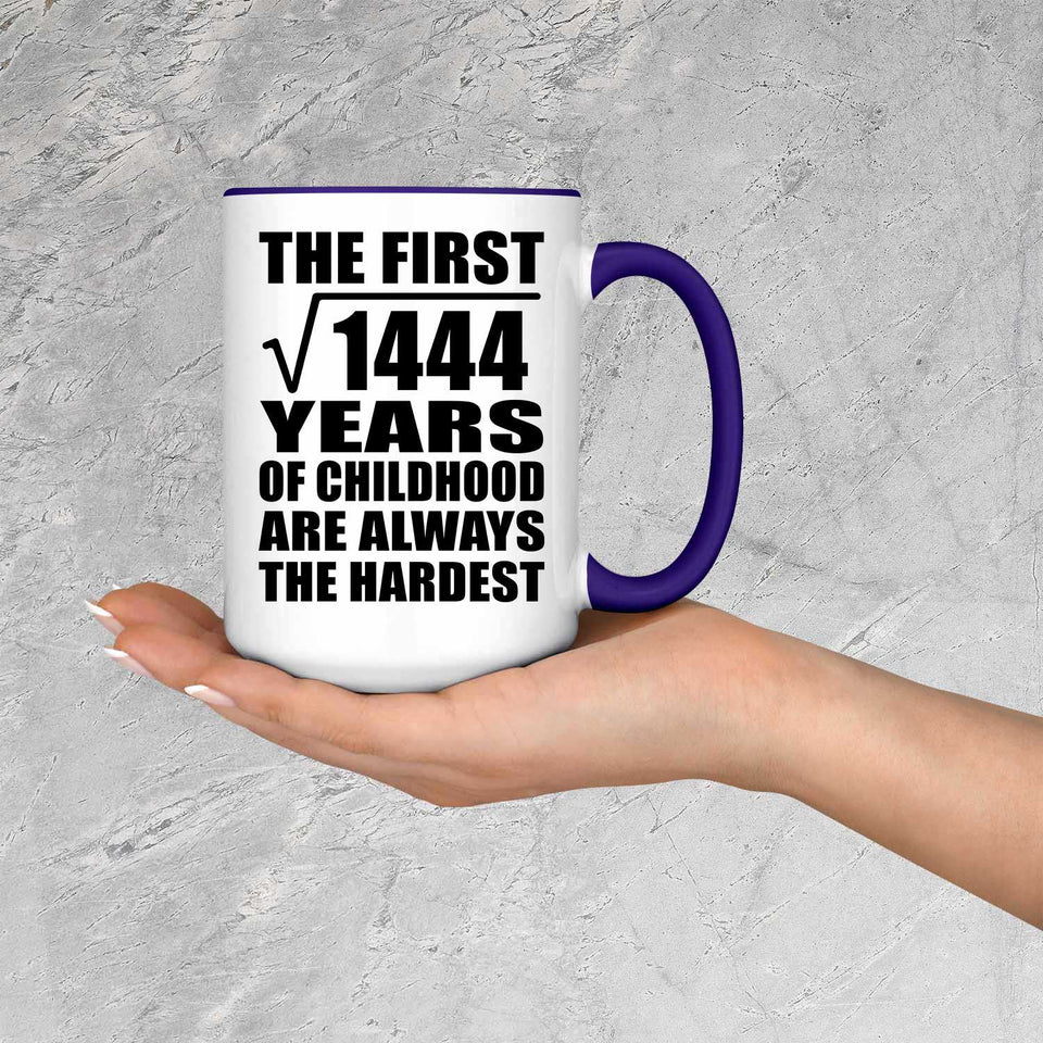 38th Birthday Square Root of 1444 Years of Childhood - 15oz Accent Mug Purple