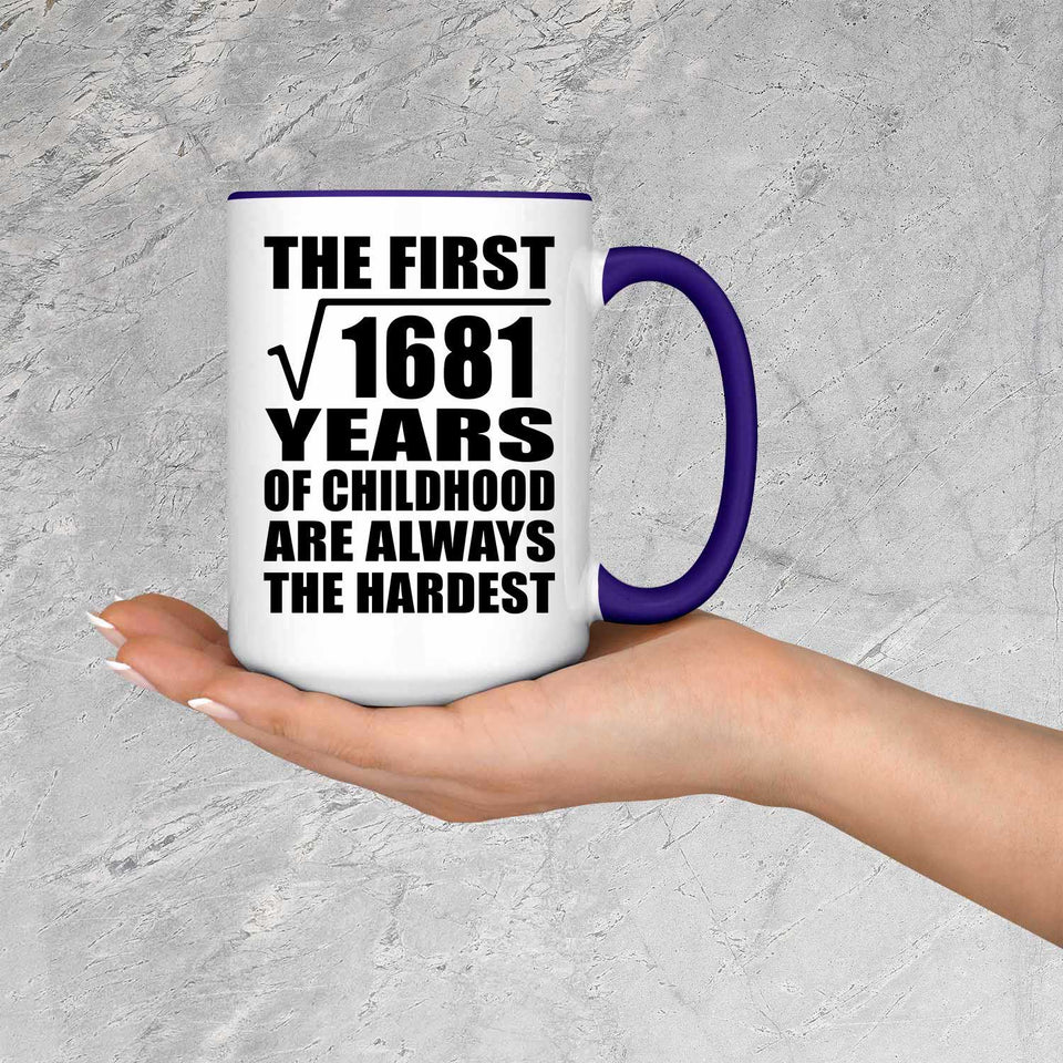 41st Birthday Square Root of 1681 Years of Childhood - 15oz Accent Mug Purple