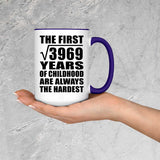 63rd Birthday Square Root of 3969 Years of Childhood - 15oz Accent Mug Purple