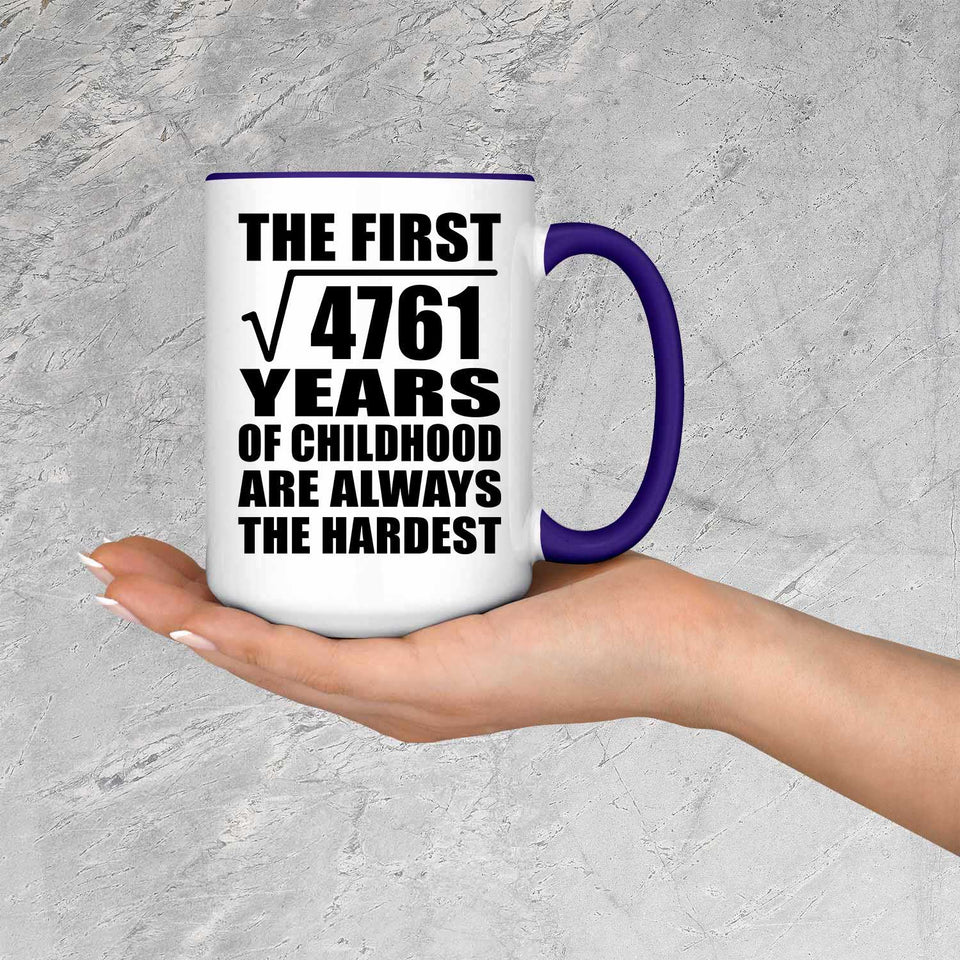 69th Birthday Square Root of 4761 Years of Childhood - 15oz Accent Mug Purple