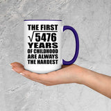 74th Birthday Square Root of 5476 Years of Childhood - 15oz Accent Mug Purple