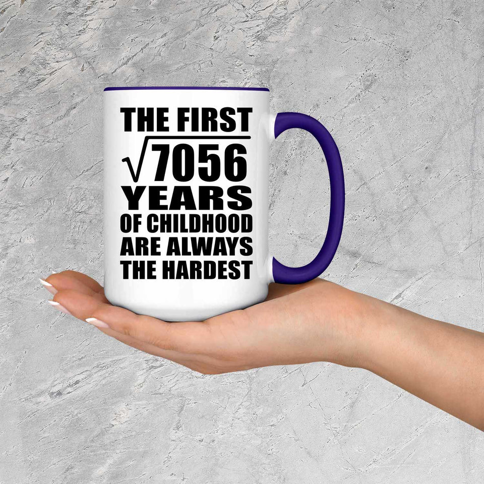 84th Birthday Square Root of 7056 Years of Childhood - 15oz Accent Mug Purple