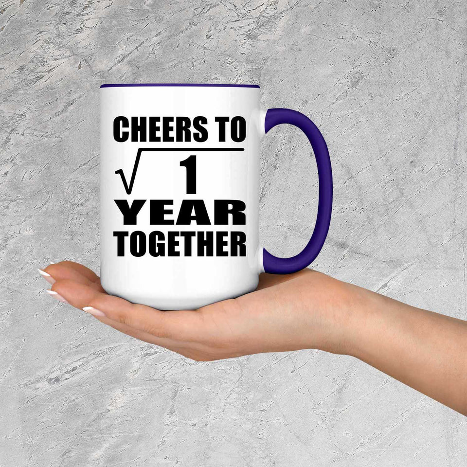 1st Anniversary Cheers To  Square Root of 1 Year Together - 15oz Accent Mug Purple