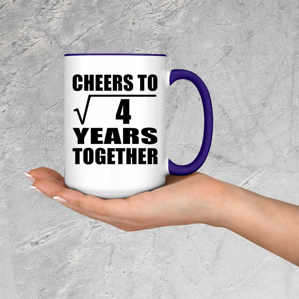 2nd Anniversary Cheers To Square Root of 4 Years Together - 15oz Accent Mug Purple