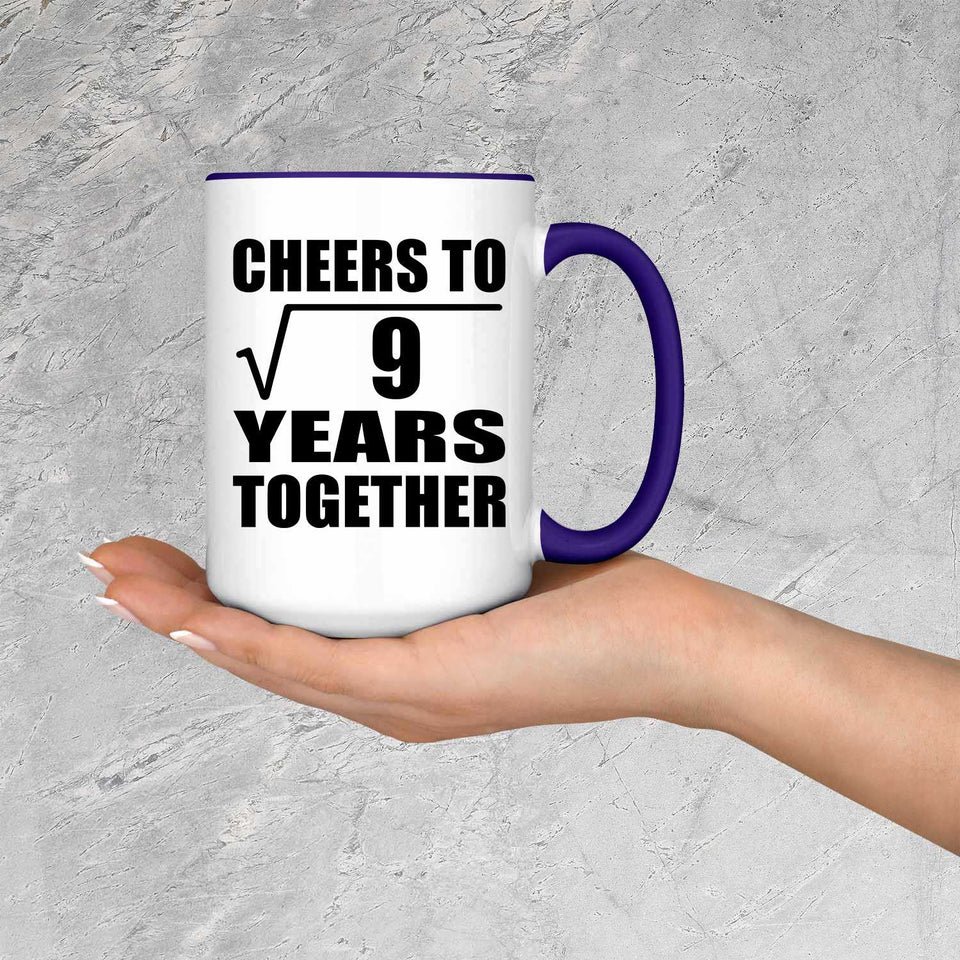 3rd Anniversary Cheers To Square Root of 9 Years Together - 15oz Accent Mug Purple