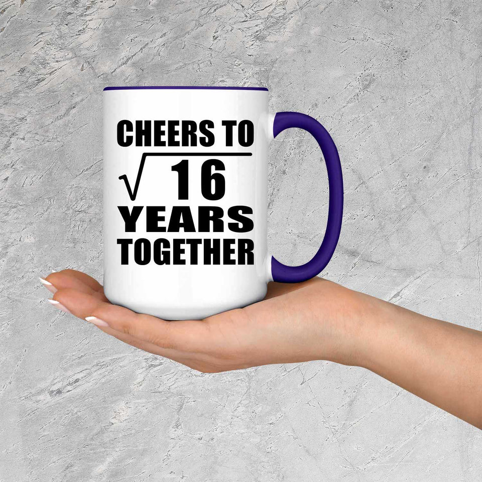 4th Anniversary Cheers To Square Root of 16 Years Together - 15oz Accent Mug Purple