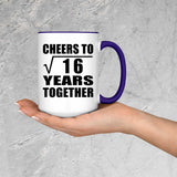 4th Anniversary Cheers To Square Root of 16 Years Together - 15oz Accent Mug Purple