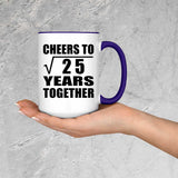 5th Anniversary Cheers To Square Root of 25 Years Together - 15oz Accent Mug Purple