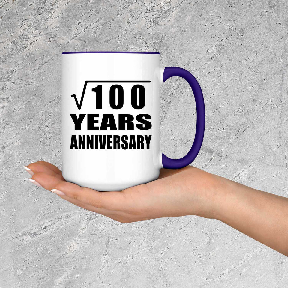 10th Anniversary Square Root of 100 Years Anniversary - 15oz Accent Mug Purple
