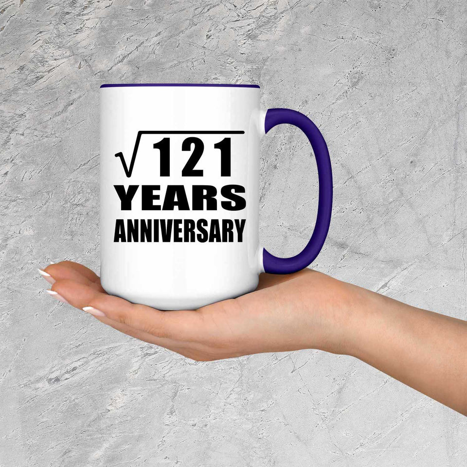 11th Anniversary Square Root of 121 Years Anniversary - 15oz Accent Mug Purple